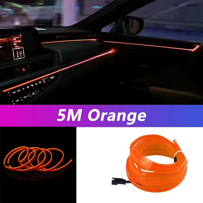 Bande lumineuse néon 5 m pour intérieur de voiture, connexion USB