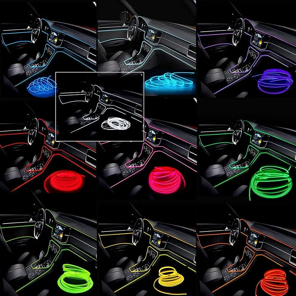 Bande lumineuse néon 5 m pour intérieur de voiture, connexion USB