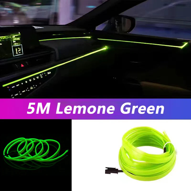 Bande lumineuse néon 5 m pour intérieur de voiture, connexion USB