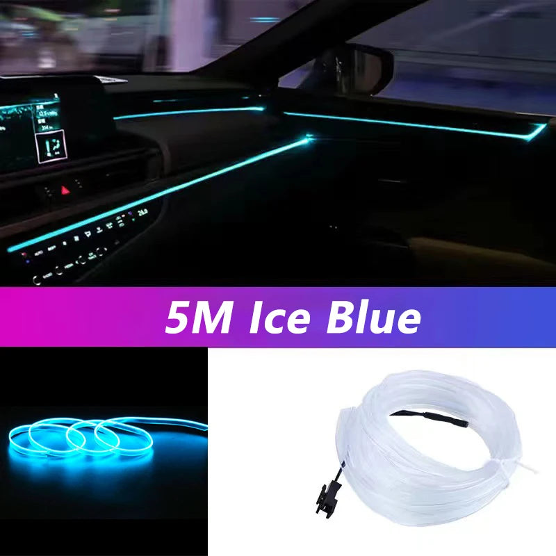 Bande lumineuse néon 5 m pour intérieur de voiture, connexion USB