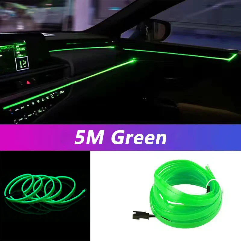Bande lumineuse néon 5 m pour intérieur de voiture, connexion USB
